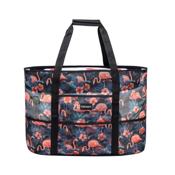 Flamingo Beach Tote Bag Large Mesh Pool Bag