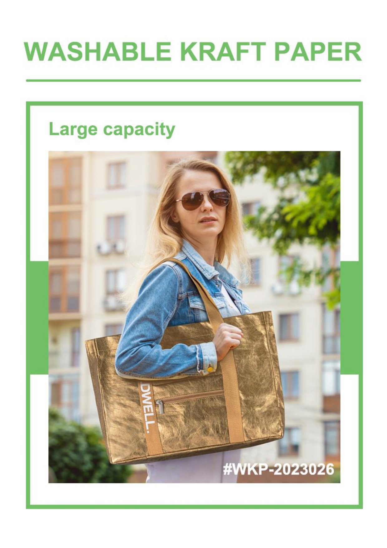 Fashion Washable Kraft Paper Bag
