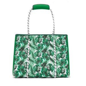Tropical Leaf Print Beach Tote Bag Soft Handles Lightweight Stylish