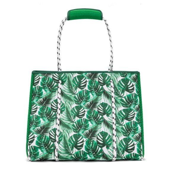 Tropical Leaf Print Beach Tote Bag Soft Handles Lightweight Stylish