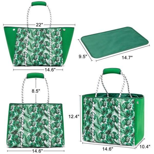 Tropical Leaf Print Beach Tote Bag Soft Handles Lightweight Stylish