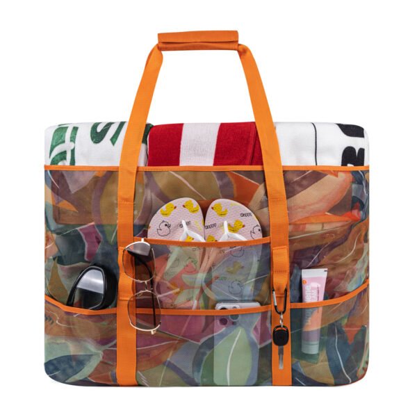 Breathable Mesh Beach Tote Multi Pocket Design