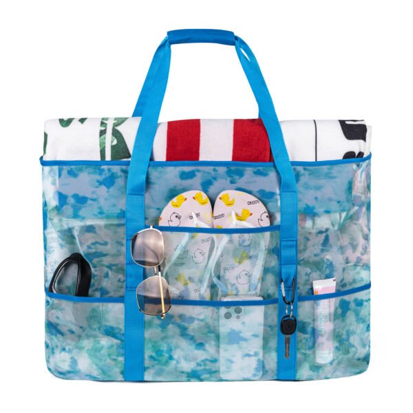 Breathable Mesh Beach Tote Multi Pocket Design