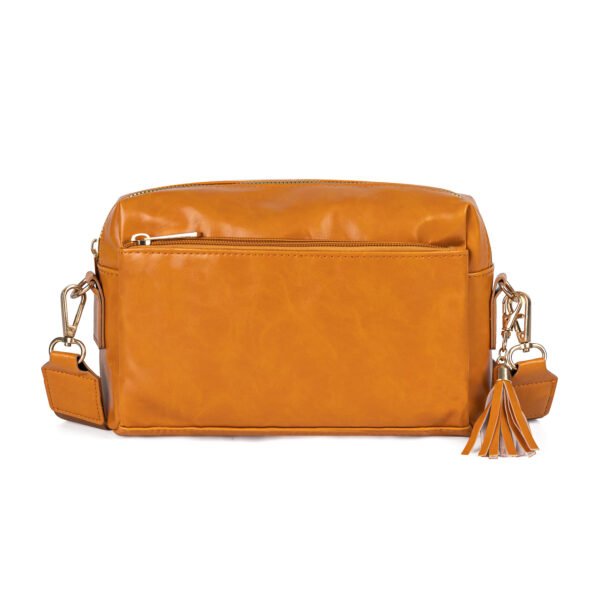 Vintage Faux Leather Crossbody Bag with Tassel Detail