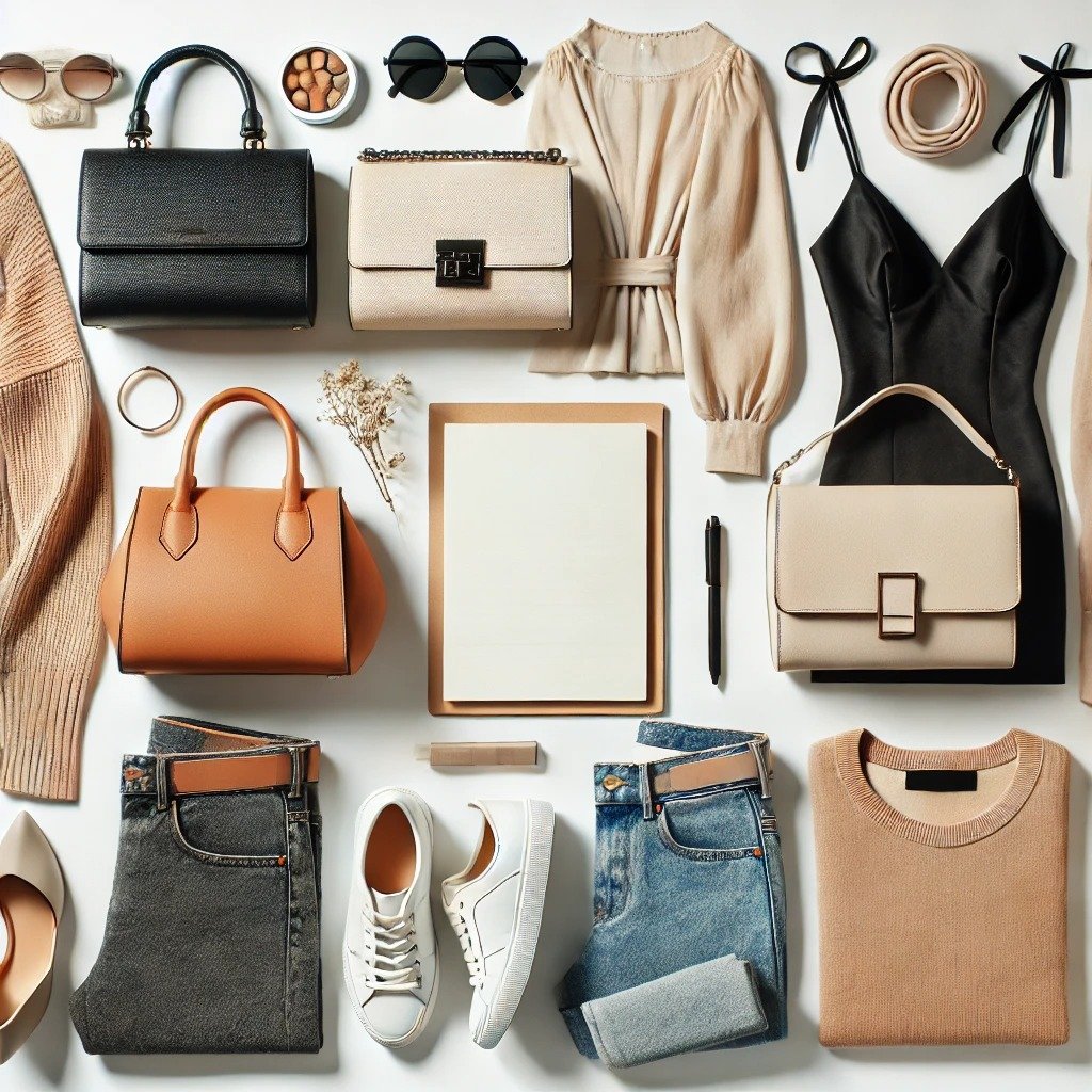 A-clean-and-stylish-flat-lay-image-for-a-fashion-blog-section-titled-How-to-Effortlessly-Match-Your-Handbag-to-Your-War